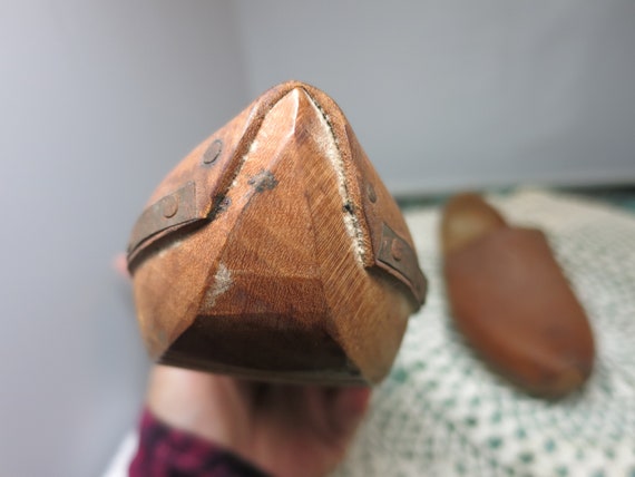 Vintage Childrens Wooden Dutch Clogs with leather… - image 8