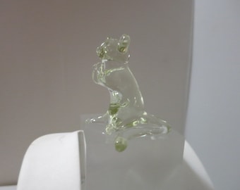 Figura de ratón vintage de cristal soplado transparente