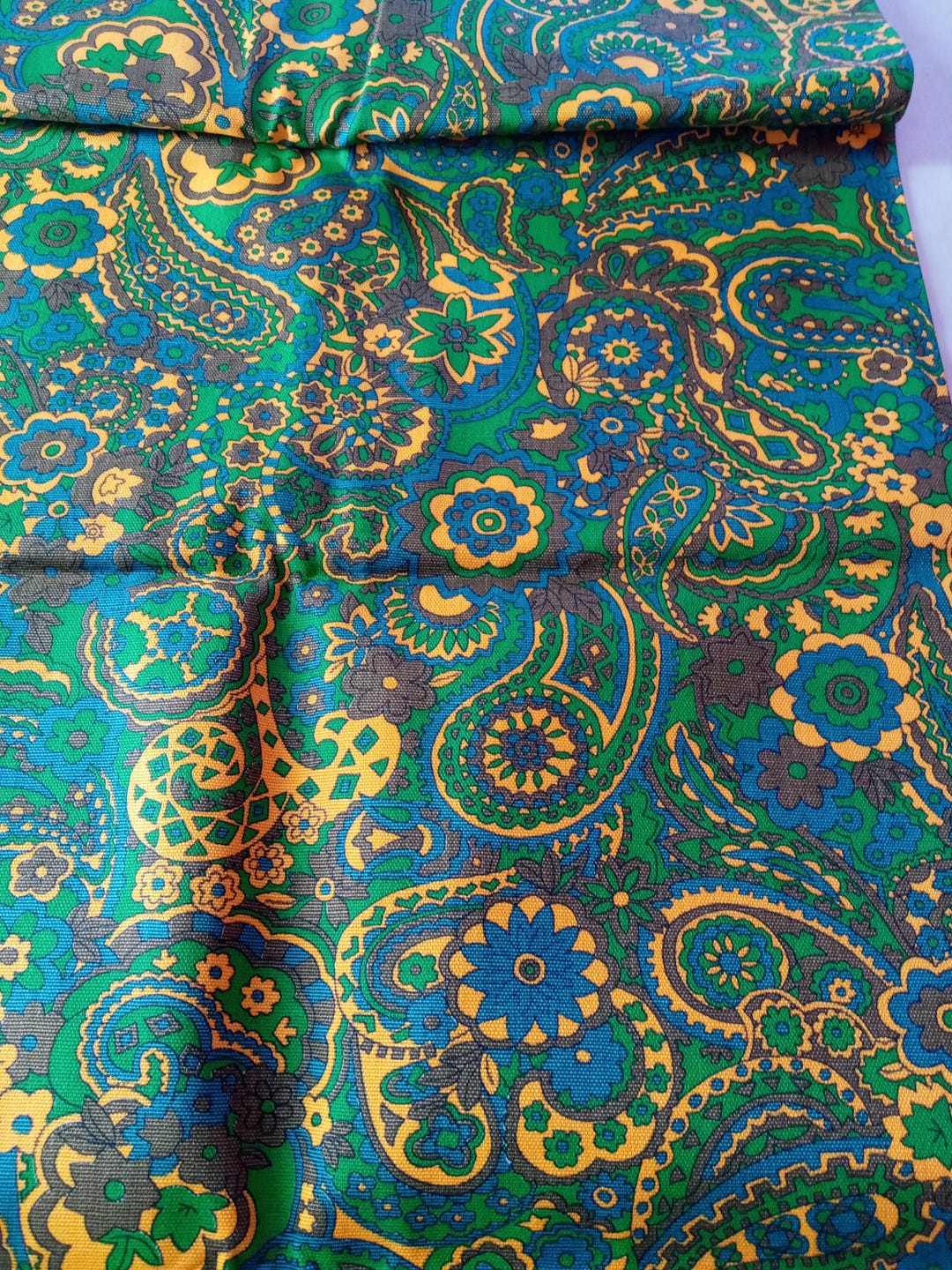 Paisley Floral Heavy Cotton Fabric 36.5 X 82 Canvas Type Awesome Mid ...