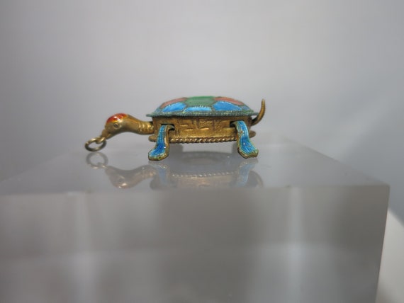 Brass Art Nouveau Cloisonne Guilloche Enamel Arti… - image 4