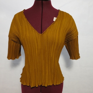 Vintage Crinkle Stretch Blouse Shirt Size M-L no tag Rust color no tags