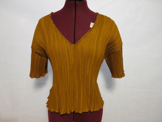 Vintage Crinkle Stretch Blouse Chemise Taille M L sans tiquette