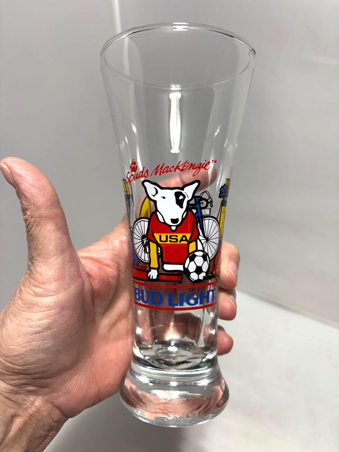 Spuds Mackenzie Beer Glass Bud Light Dog Summer Sports 1o Fluid