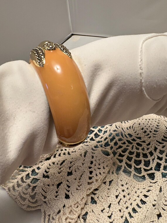 Insect Hinged Bracelet Solid Butterscotch over Go… - image 12