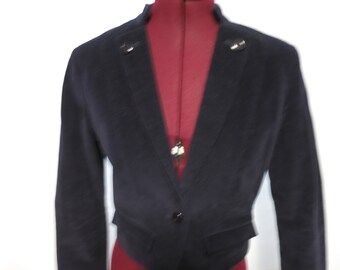 Vintage Single Breasted Blazer Suit Jacket Dark Blue Button Lapel Made in Japan size 11 Womens more US size 6 or 8 see measurements