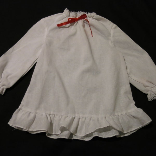 Vintage White Polka Dot Girls Dress Size 2T - 3T  Cotton Hand Made