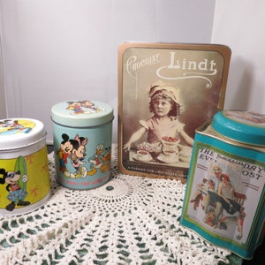 Vintage Tin Choice Listing Nostalgia Girl Tin Lindt Chocolate Tin or Saturday Evening Post Tin 1995