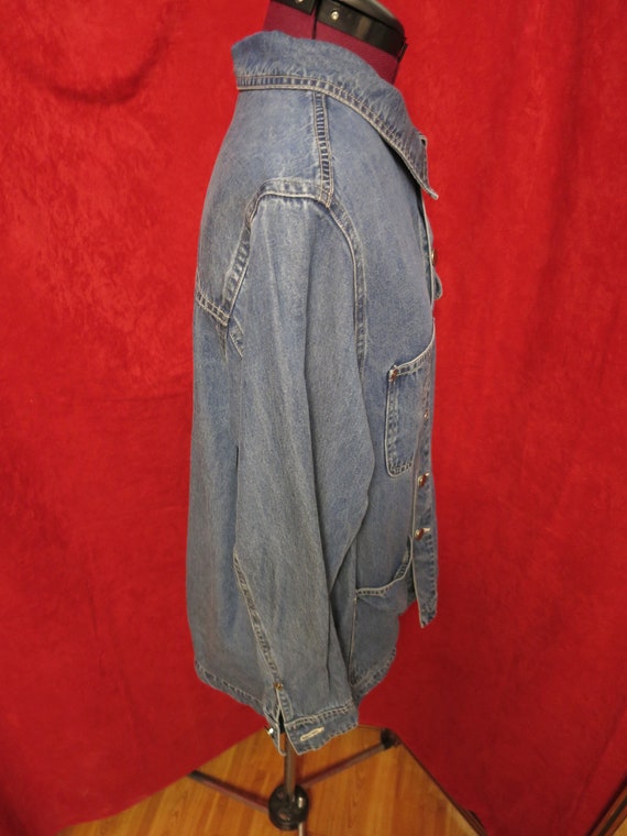 Vintage Chicos Denim Jean Shirt Jacket Size 1 Men… - image 5