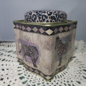 Vintage Zebra and Leopard African Safari Tin
