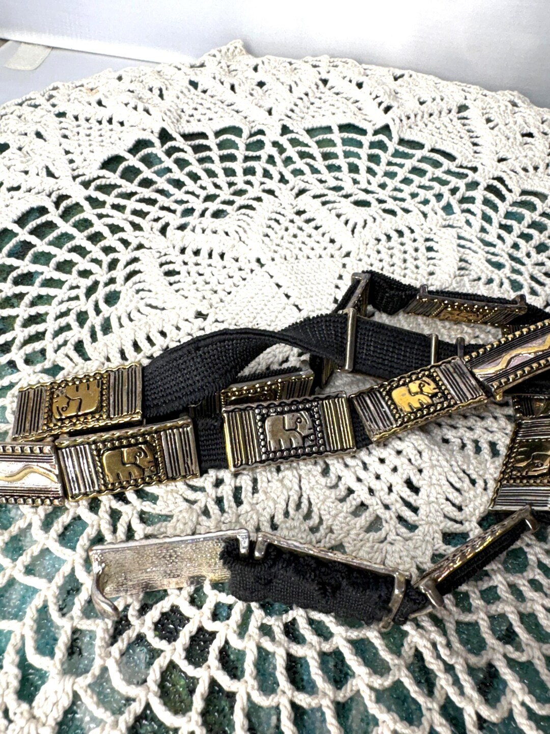 Vtg Lot‎ of 3 Belts 2 Gold & Silver-Tone Coin 1 Black Vinyl Embossed Designs Vinyl Black Belts for Women for sale | eBay main image 3