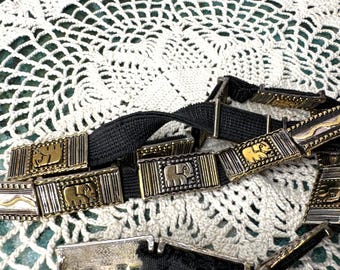 Vintage Chicos Belt Elephant and Aztec Motif Silver and Gold  display picture 2