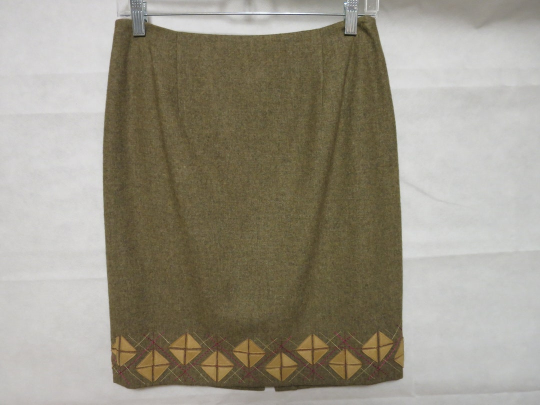 Vintage Ann Taylor Loft Lined Skirt With Geometric Trim Size