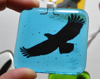 Handmade Fused Glass Eagle Suncatchers
