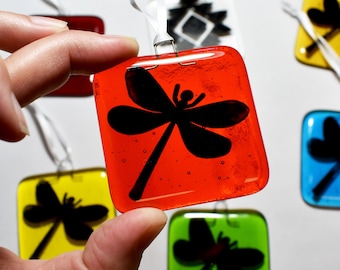 Handmade Fused Glass Dragonfly Suncatchers