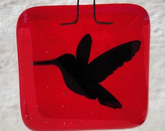 Handmade Fused Glass Hummingbird Suncatchers