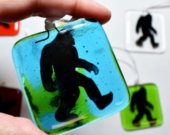 Handmade Fused Glass Sasquatch Suncatchers