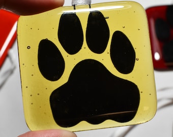Handmade Fused Glass Paw Suncatchers