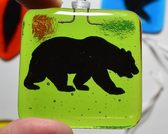 Handmade Fused Glass Bear Suncatchers