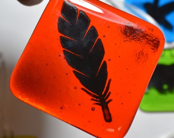 Handmade Fused Glass Feather Suncatchers