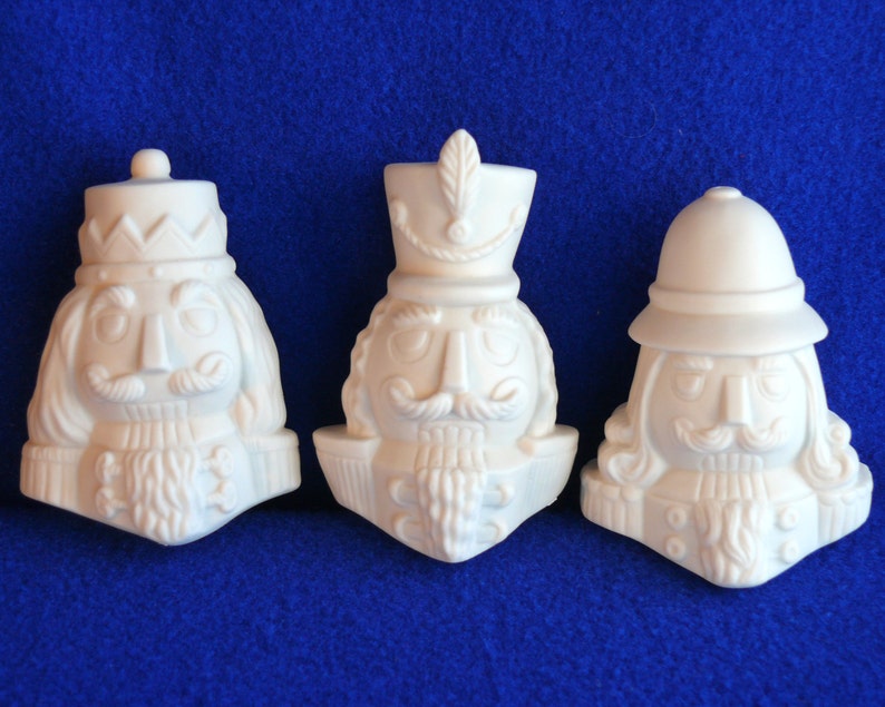Nutcracker head ornament set of three styles crown drum Etsy