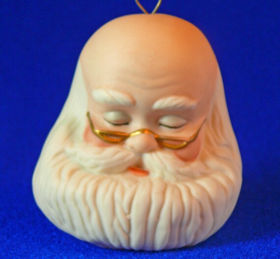 Sleepy Santa Claus Head Ornament Bald Sleeping Santa With Glasses Porcelain  Bisque Ceramic Ready to Paint nancy Molds 