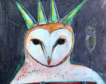 Owls Talisman/Owl Art/ Archival Print/Spirit Guide/ Original Art/Owl Protector