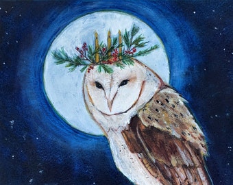 The Wisdom of Winter Stillness. Winter Holiday Owl. Celtic Solstice Owl.4 pack cards.