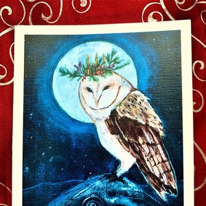 The Wisdom of Winter Stillness. Winter Holiday Owl. Celtic Solstice Owl.4 pack cards. image 2