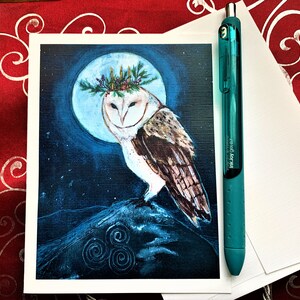 The Wisdom of Winter Stillness. Winter Holiday Owl. Celtic Solstice Owl.4 pack cards. image 4