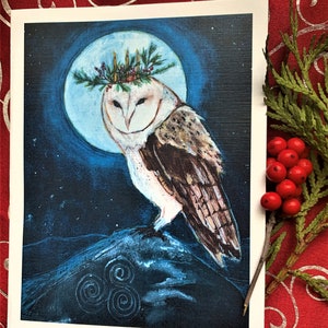 The Wisdom of Winter Stillness. Winter Holiday Owl. Celtic Solstice Owl.4 pack cards. image 5