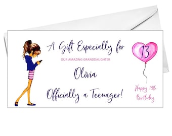 Personalized 13th Birthday Money Wallet: Teenager Gift Card Pouch