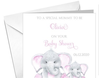 Personalized Elephant Baby Shower Card
