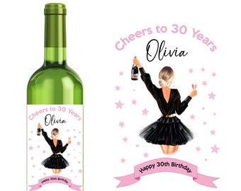 Personalised Birthday Wine Label.  18th, 21st, 30th, 40th, 50th Any Age. Any text.