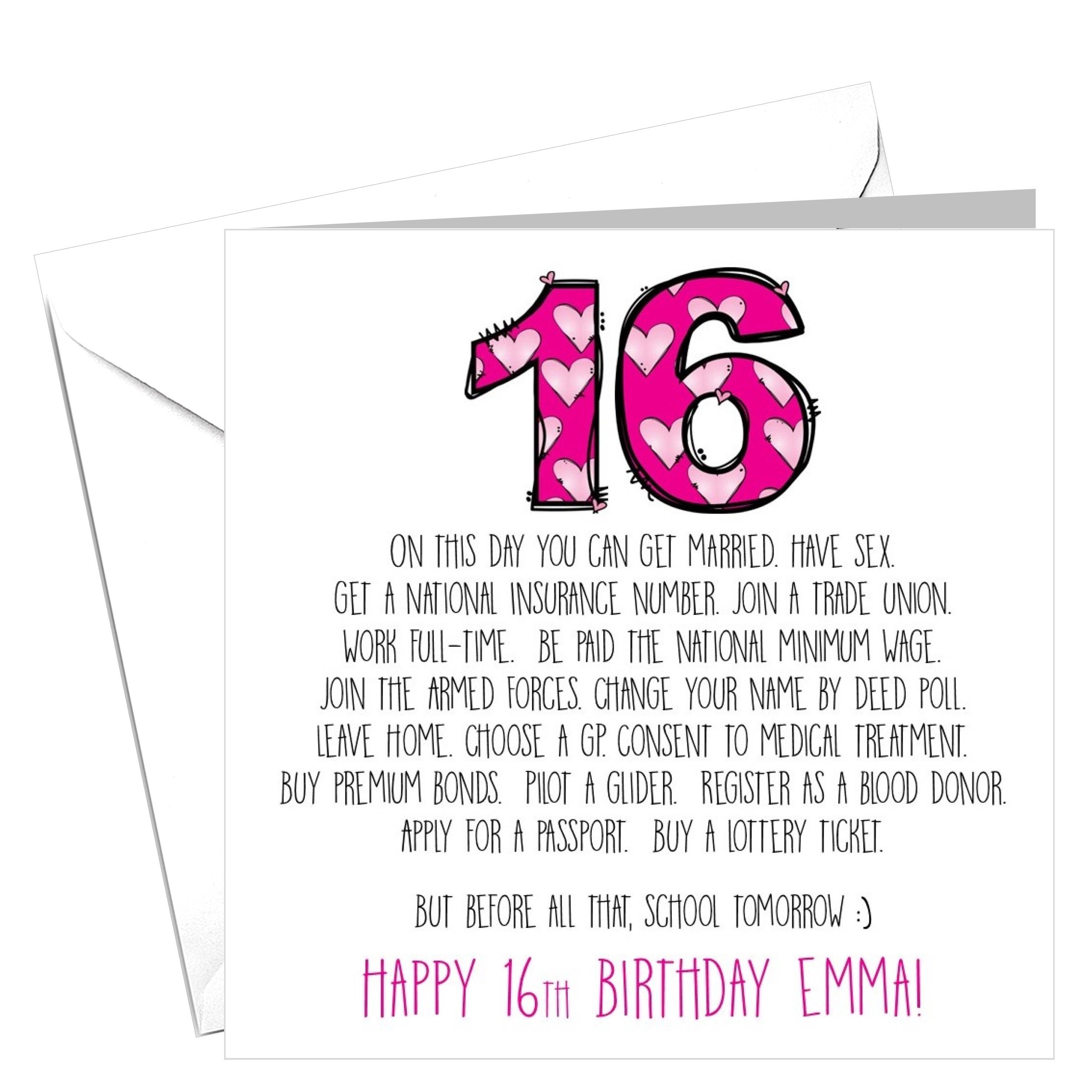 Personalised Funny, Alternative, Sarcastic, BIRTHDAY Card. 16th  Birthdayfriendanyone! Choice of Colours. - Etsy