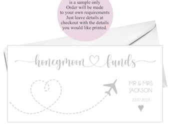 Personalized Honeymoon Money Gift Wallet: Linen Card Pouch