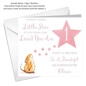 Cute PERSONALISED CUTE BIRTHDAY card. 1st 2nd 3rd 4th 5th any age  birthday, daughter, granddaughter, great granddaughter niece