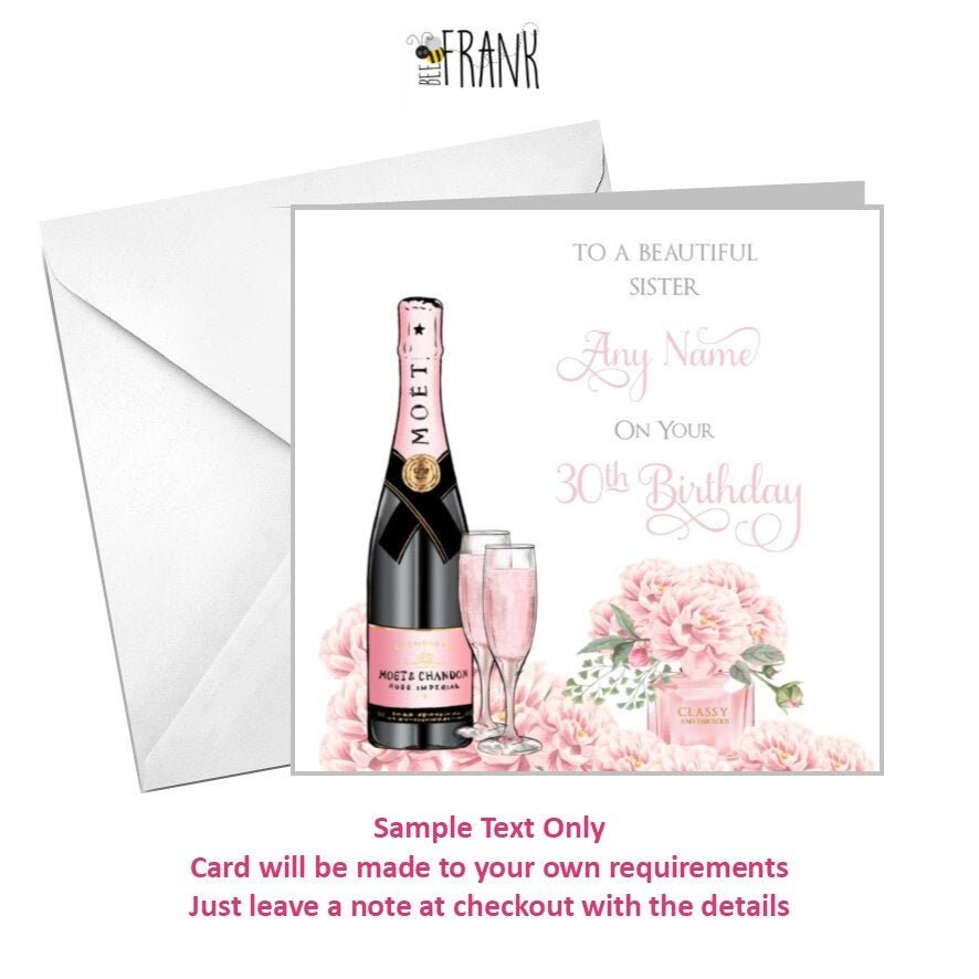 PERSONALISED cute pretty Pink birthday card 18th 21st 30th | Etsy