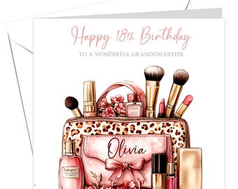 PERSONALISED Birthday Card for Granddaughter, Daughter, Niece. Makeup lover!