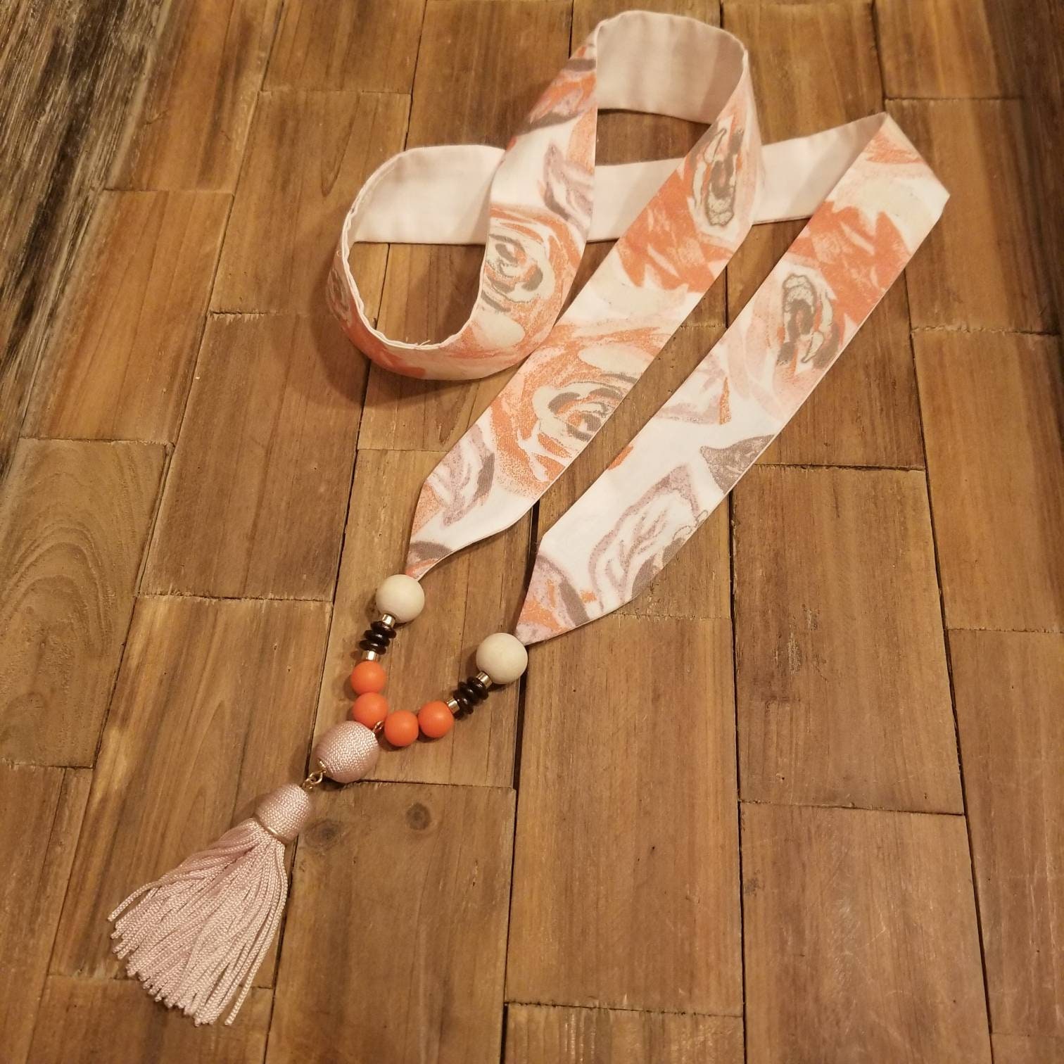 Pastel Rose Fabric With Coral Accents And Pale Pink Tassel Etsy