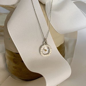 Custom made mustard seed necklace - silver - hammered edge pendant