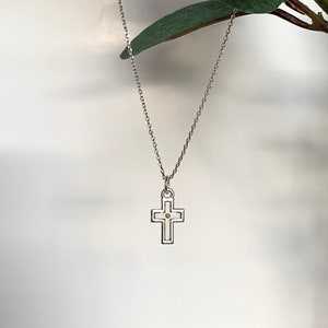 Mustard Seed Necklace - sterling silver cross pendant- Matthew 17:20 - Faith as small as a mustard seed