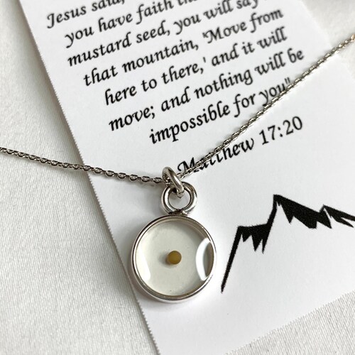 Custom Made Mustard Seed Necklace Hammered Edge Pendant Etsy