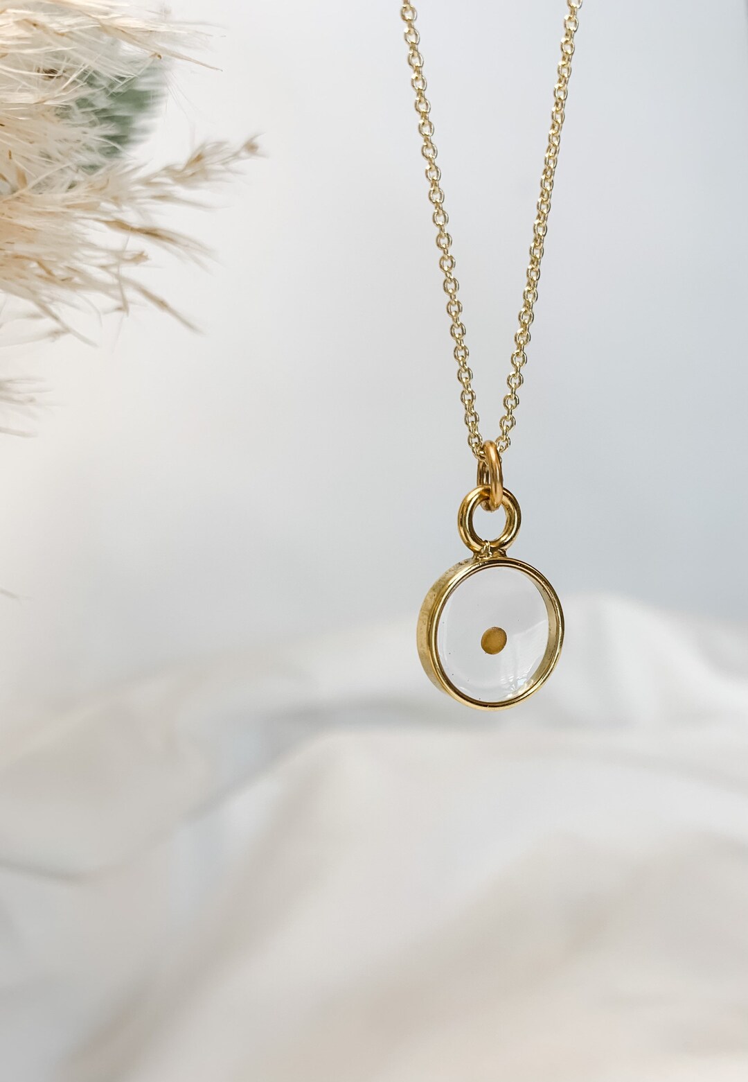 Custom Made Mustard Seed Necklace Gold Circle Etsy