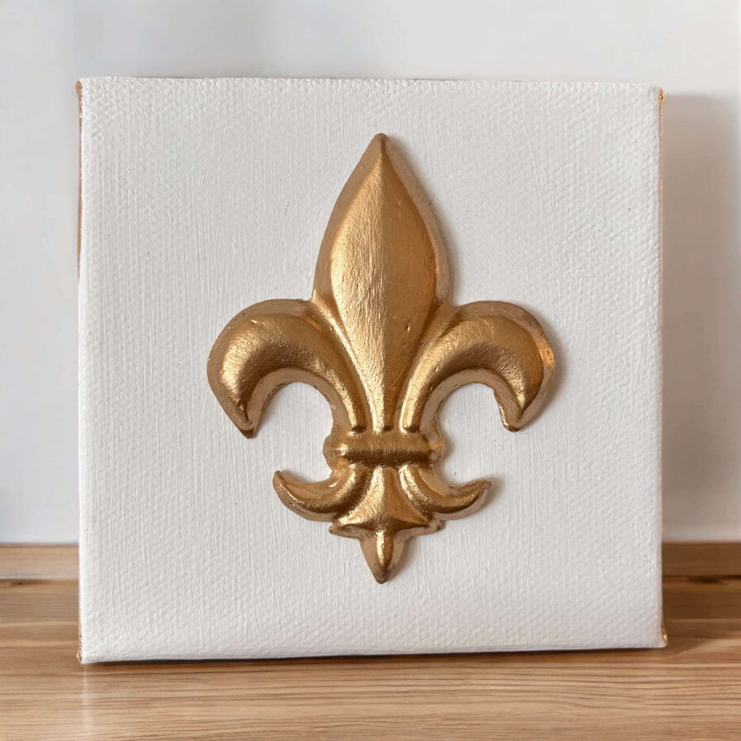 Fleur De Lis Wall Art Gold Fleur De Lis Canvas New Orleans Decor Louisiana Art NOLA Gift Small Canvas Art French Decor