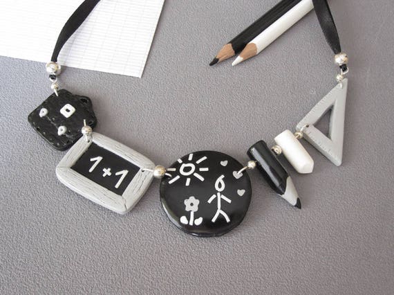 Mistress Gift Necklace Back To School Necklace Black White Etsy Mistress Gift Necklace Back To School Necklace Black White Etsy