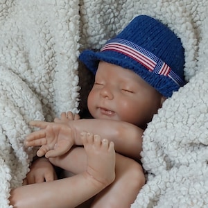 4th of July Fedora, Flag Baby Hat, Patriotic Hat, Newborn Photo Prop, Unique Baby Boy Gift, Red, White and Blue Hat, Baby Shower Gift,