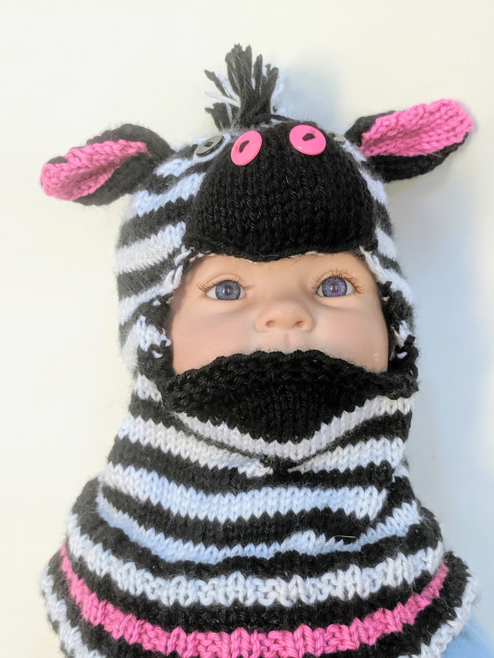 Baby Balaclava Zebra Hat Toddler Child Warm Hand Knit Winter Etsy