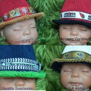 Football Baby Hat, Cardinals Hat, Rams Hat, 49ers Hat, Seahawks Hat, Adult Fedora, Football Baby Gift, Football Photo Prop, Unique Baby Gift
