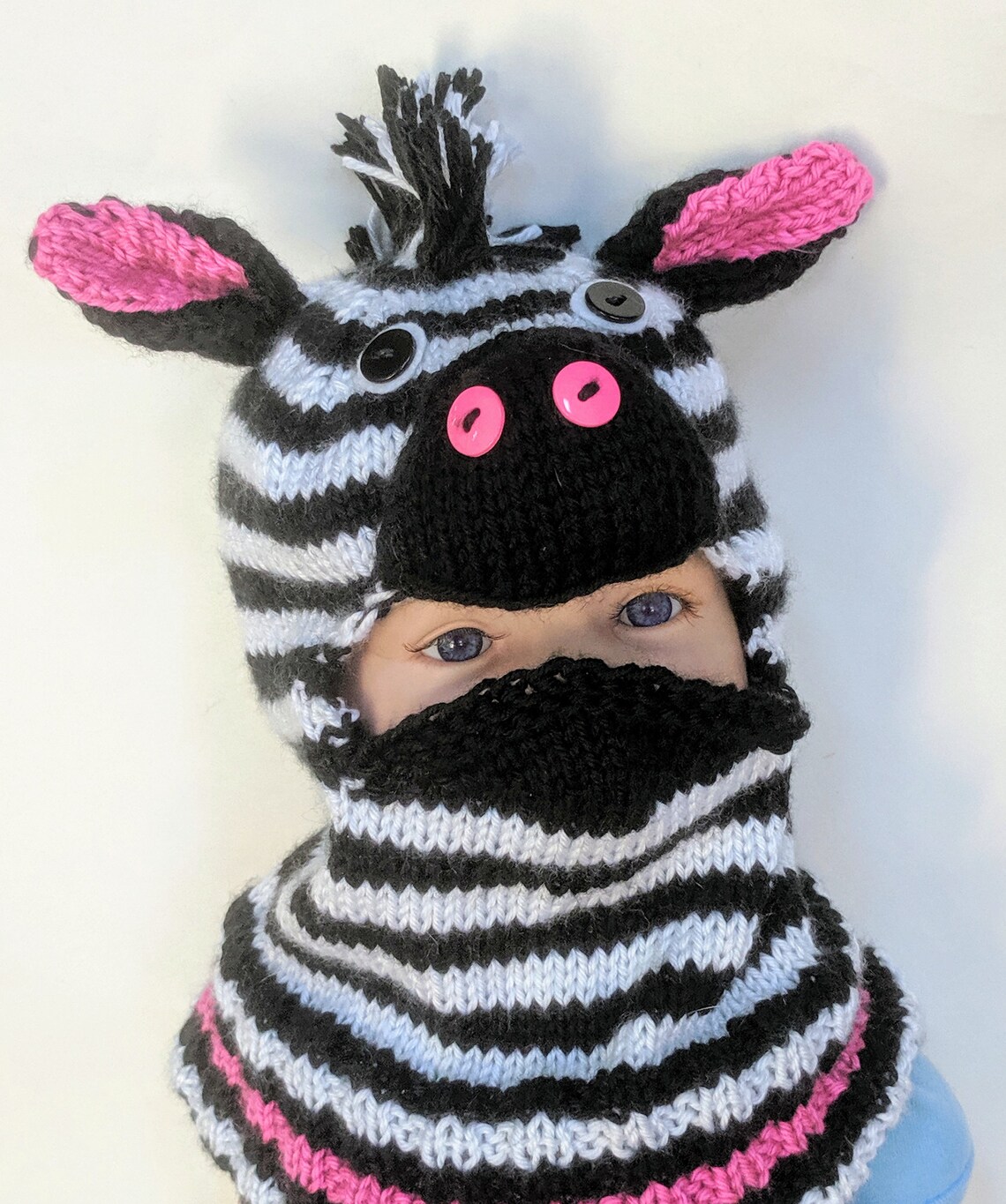 Baby Balaclava Zebra Hat Toddler Child Warm Hand Knit Winter Etsy