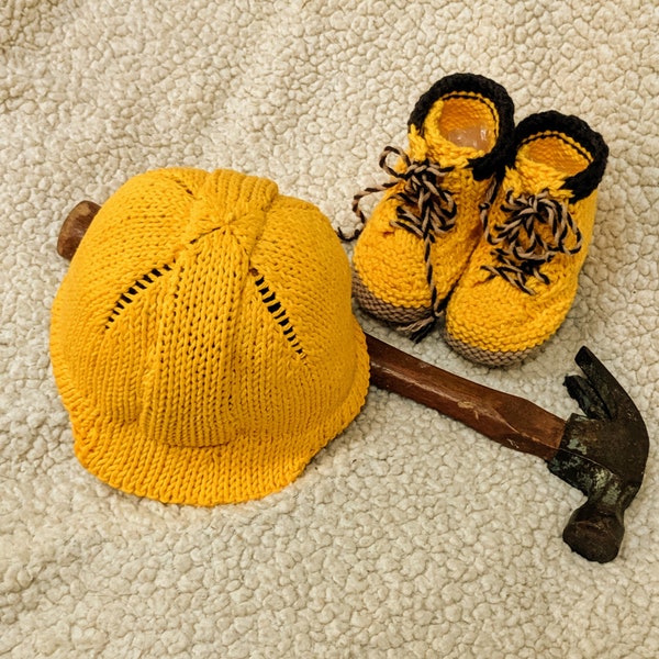 Baby Construction, Baby Hard Hat, Baby Construction Outfit, Unique Baby Gift, Work Booties, Baby Shower Gift, Newborn Photo Prop